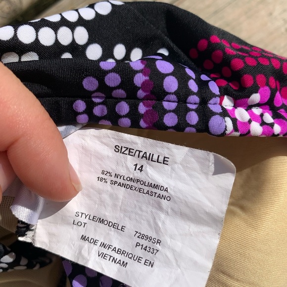 💙 Upstream Black & Multicolor Leaf Print Tankini Top - Size 14 - Picture 4 of 8